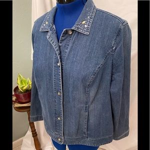 Blue Jean rhinestone jacket Chico’s sz 3